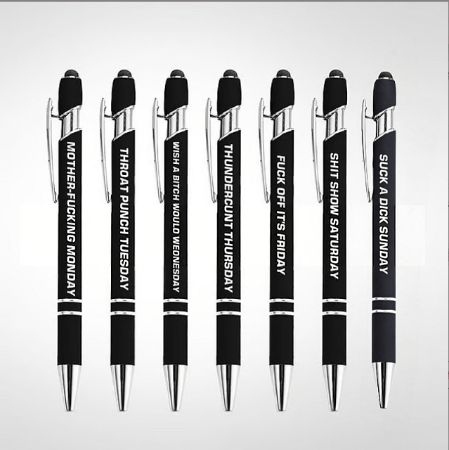 💝Funny Stress-Relief Daily Quotes Metal Ballpoint Pen Set (7 Pcs) | 🎁Office Christmas Gift Exchange