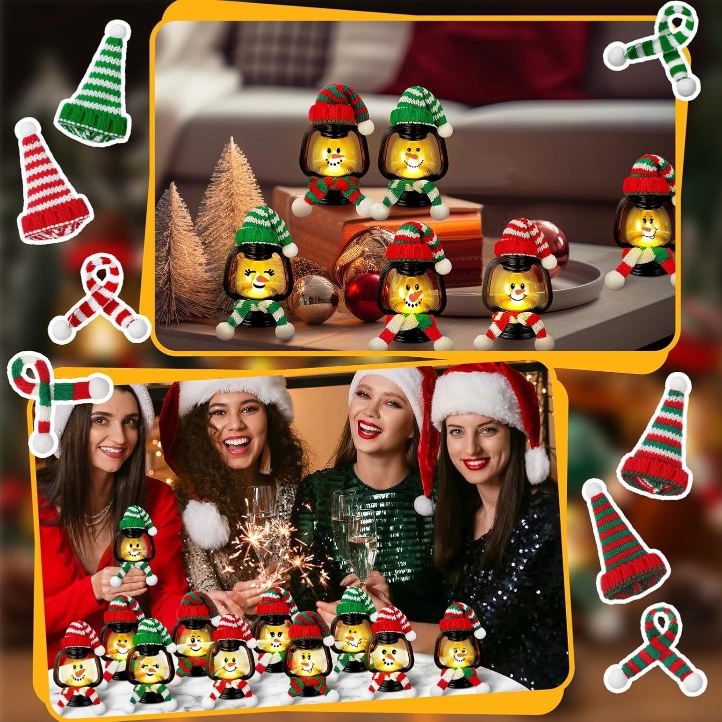 šChristmas Sale 49% OFFā Snowman Lantern with Hats and Scarves