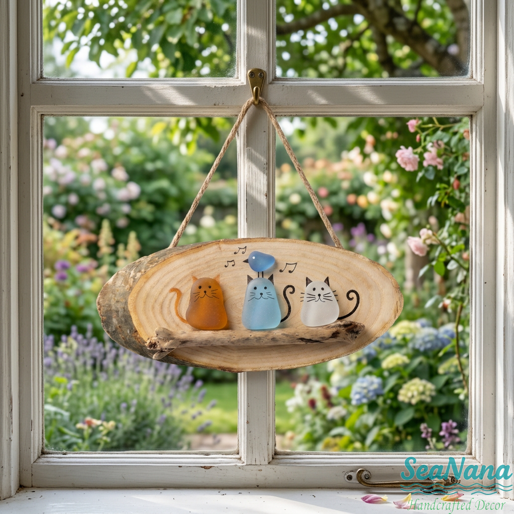 😻💕 Super Cute Sea Glass Cat Wall Hanging ✨🐾