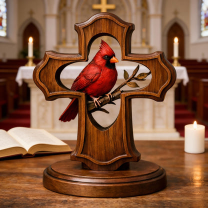✨✝️Handcrafted Cardinal Cross Ornament