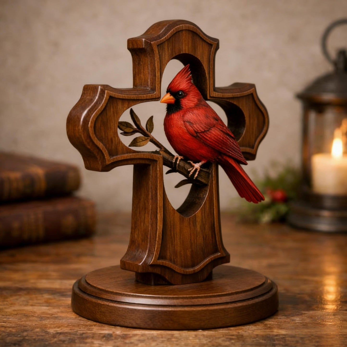 ✨✝️Handcrafted Cardinal Cross Ornament