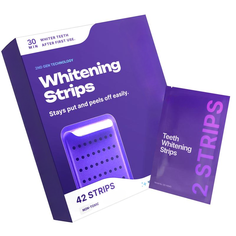 Purple Teeth Whitening Strips - 7/21 Whitening Sessions - Safe - Non Sensitive Teeth Whitening - Peroxide-Free