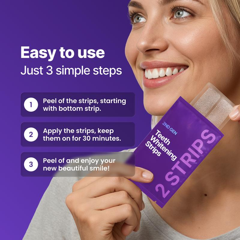 Purple Teeth Whitening Strips - 7/21 Whitening Sessions - Safe - Non Sensitive Teeth Whitening - Peroxide-Free