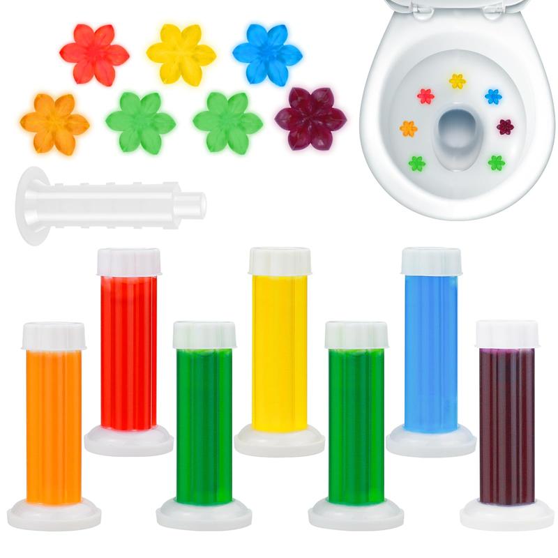 Toilet Gel Stamp, 3 Pack/42 Toilet Stamps,Toilet Bowl Stamp Gel, Toilet Gel Refills, Toilet Refresh Flower Scent Gel, Includes Dispenser and Gel, 3 Pack/set Last for three Month (Colors selected randomly)