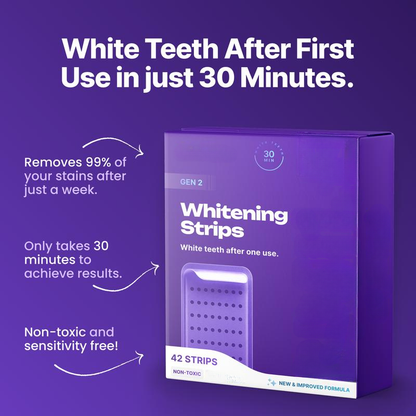 Purple Teeth Whitening Strips - 7/21 Whitening Sessions - Safe - Non Sensitive Teeth Whitening - Peroxide-Free