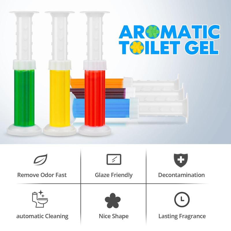 Toilet Gel Stamp, 3 Pack/42 Toilet Stamps,Toilet Bowl Stamp Gel, Toilet Gel Refills, Toilet Refresh Flower Scent Gel, Includes Dispenser and Gel, 3 Pack/set Last for three Month (Colors selected randomly)