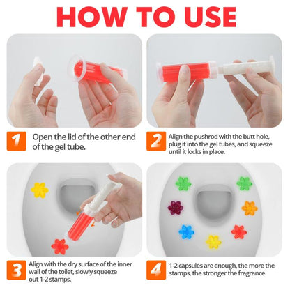 Toilet Gel Stamp, 3 Pack/42 Toilet Stamps,Toilet Bowl Stamp Gel, Toilet Gel Refills, Toilet Refresh Flower Scent Gel, Includes Dispenser and Gel, 3 Pack/set Last for three Month (Colors selected randomly)