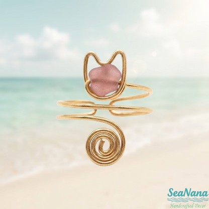 🐱 Meow & Glow: Artisan Sea Glass Cat Jewelry Set – Carry Your Cat's Spirit