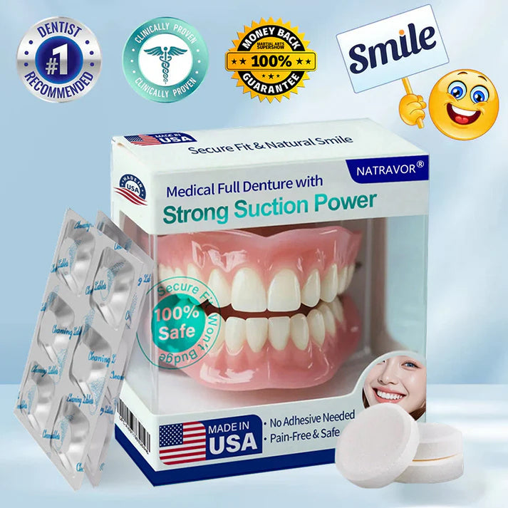 Natravor® Strong Suction Full Denture – Medical Grade, Made & Shipped in the USA✅