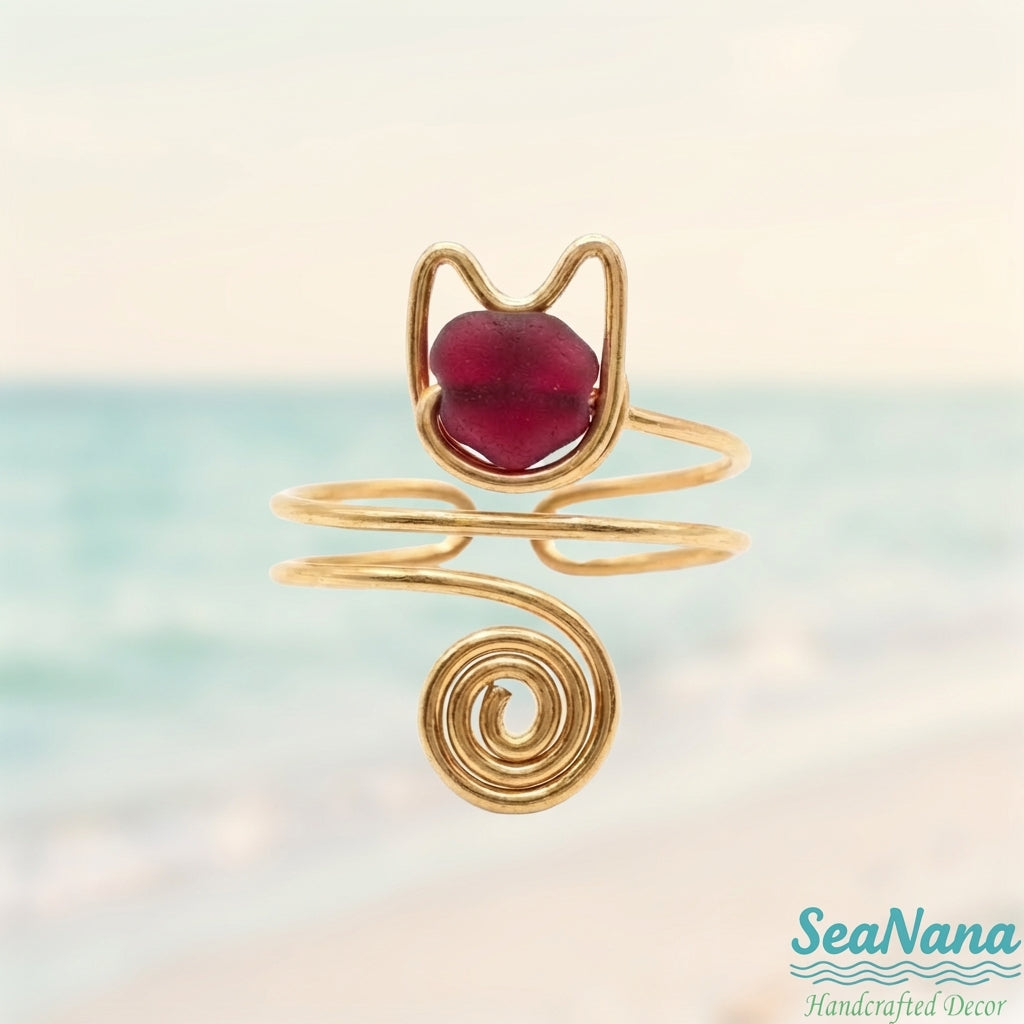 🐱 Meow & Glow: Artisan Sea Glass Cat Jewelry Set – Carry Your Cat's Spirit