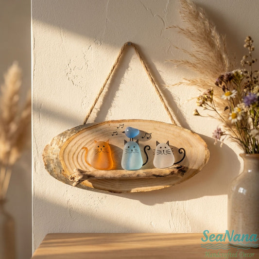 😻💕 Super Cute Sea Glass Cat Wall Hanging ✨🐾