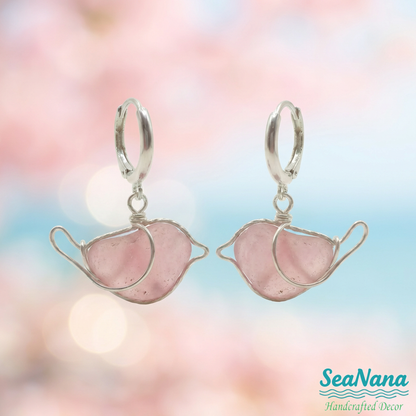💐🐦Chirp of Spring: Handmade Sea Glass Bird Earrings – Wear the Joy of Nature