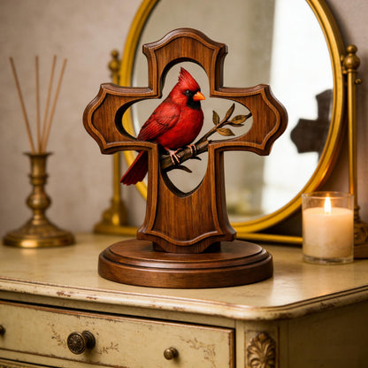 ✨✝️Handcrafted Cardinal Cross Ornament