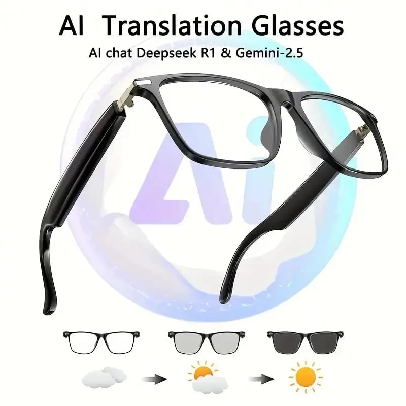 AI Interpretation Smart Glasses🕶️164-Language Translation, Photochromic Lenses,  Hands-Free Audio