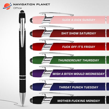 💝Funny Stress-Relief Daily Quotes Metal Ballpoint Pen Set (7 Pcs) | 🎁Office Christmas Gift Exchange