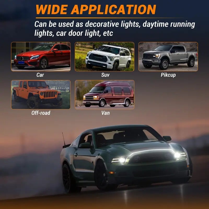 🚗LED light strips for car hood gaps