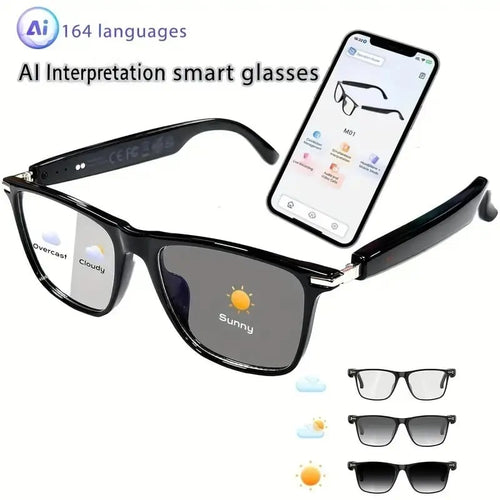 AI Interpretation Smart Glasses🕶️164-Language Translation, Photochromic Lenses,  Hands-Free Audio