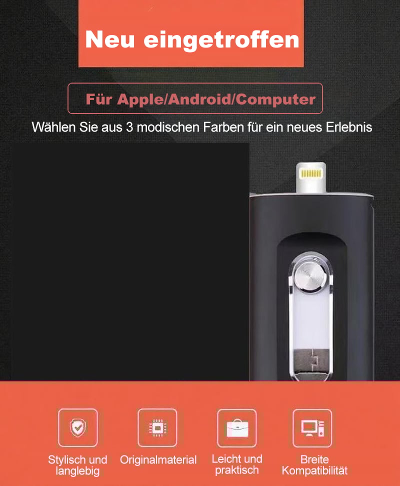 🎁LETZTER TAG VERKAUF 49% RABATT⚡3-in-1-Flash-Laufwerk, tragbarer Highspeed-USB-3.0-Speicher