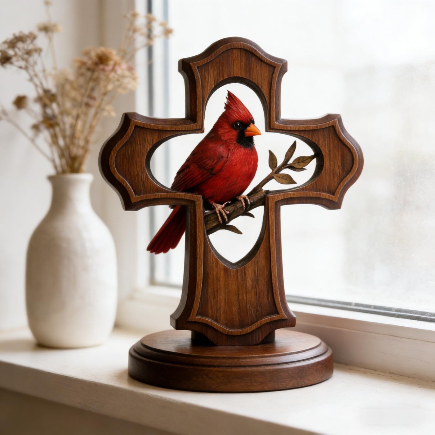 ✨✝️Handcrafted Cardinal Cross Ornament