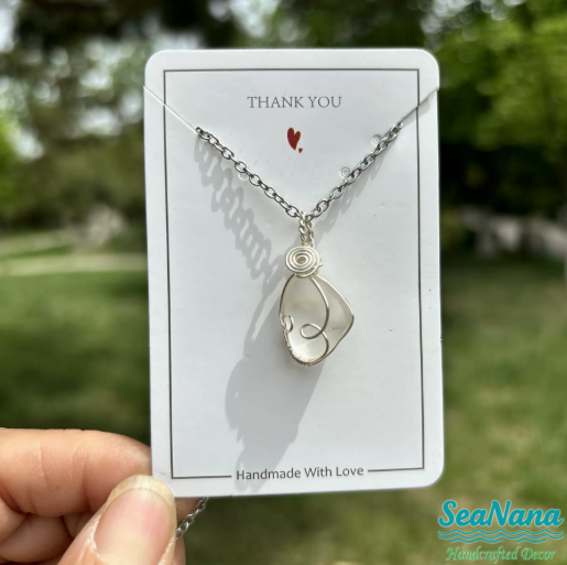 Silver threads - white sea glass