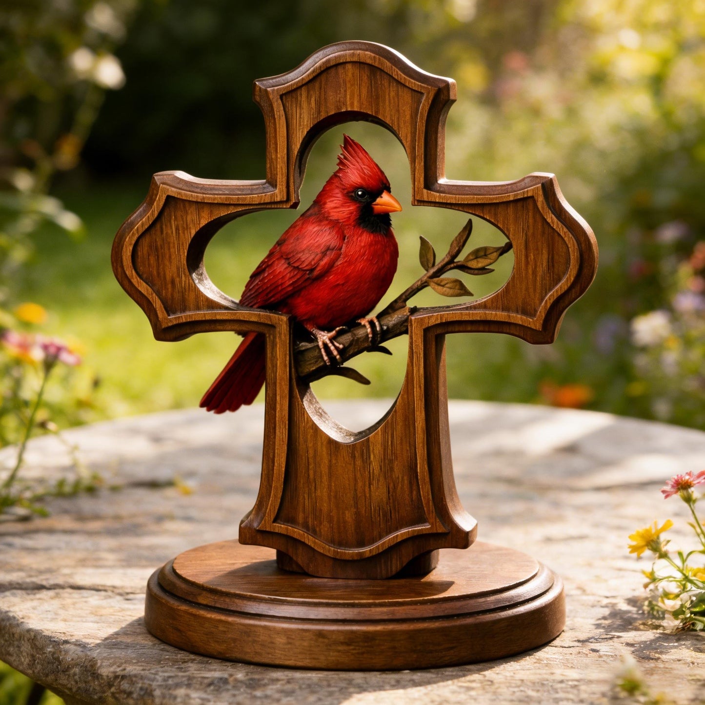 ✨✝️Handcrafted Cardinal Cross Ornament