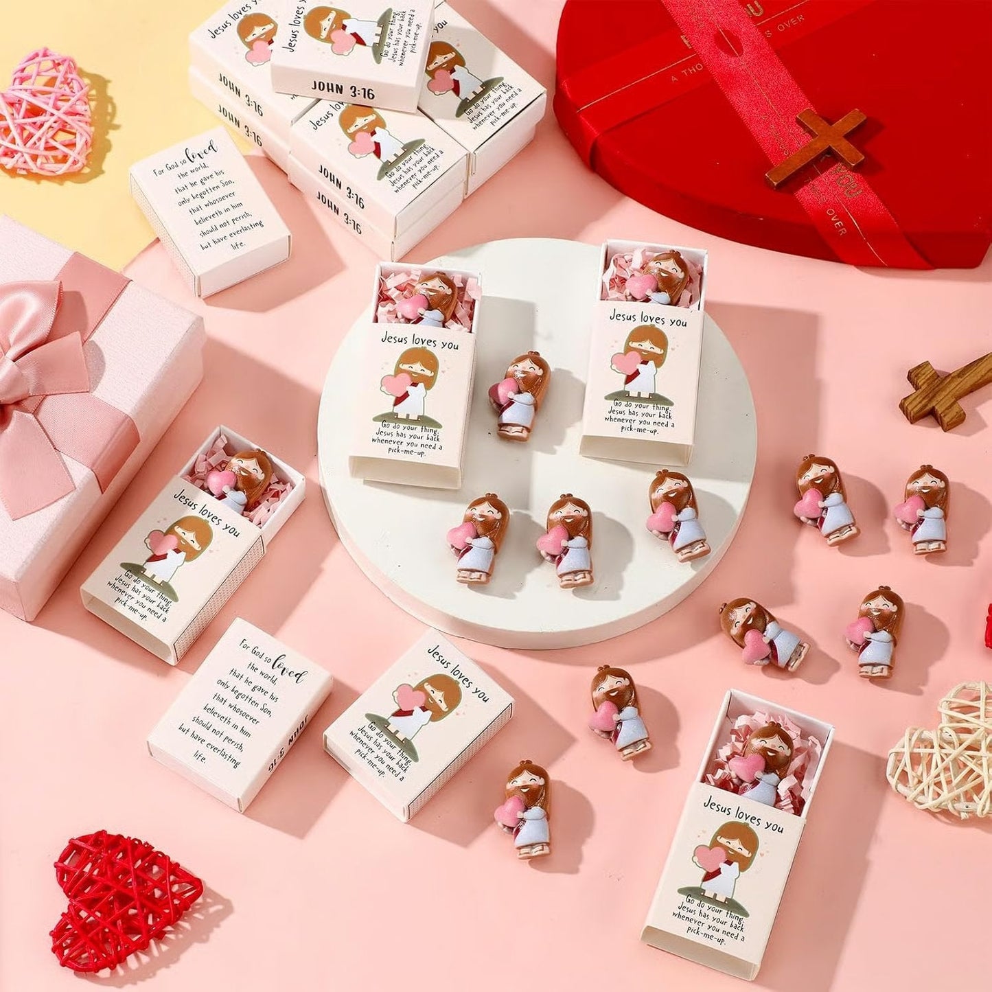 🙏💝12 PCS Mini Jesus Loves You Figurines Gifts✨