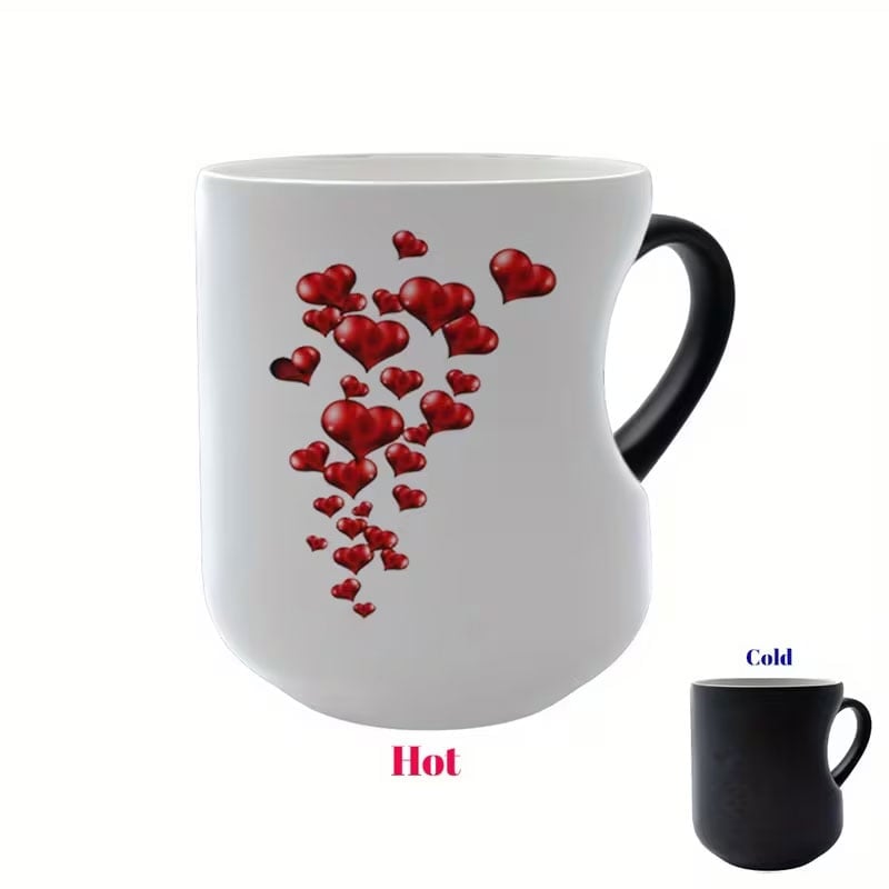 Heat-Activated Magic: The 2-in-1 Color Changing Mug with an Ergonomic Heart-Grip