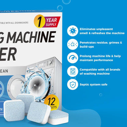 Washing Machine Cleaner Descaler 12 Pack/box