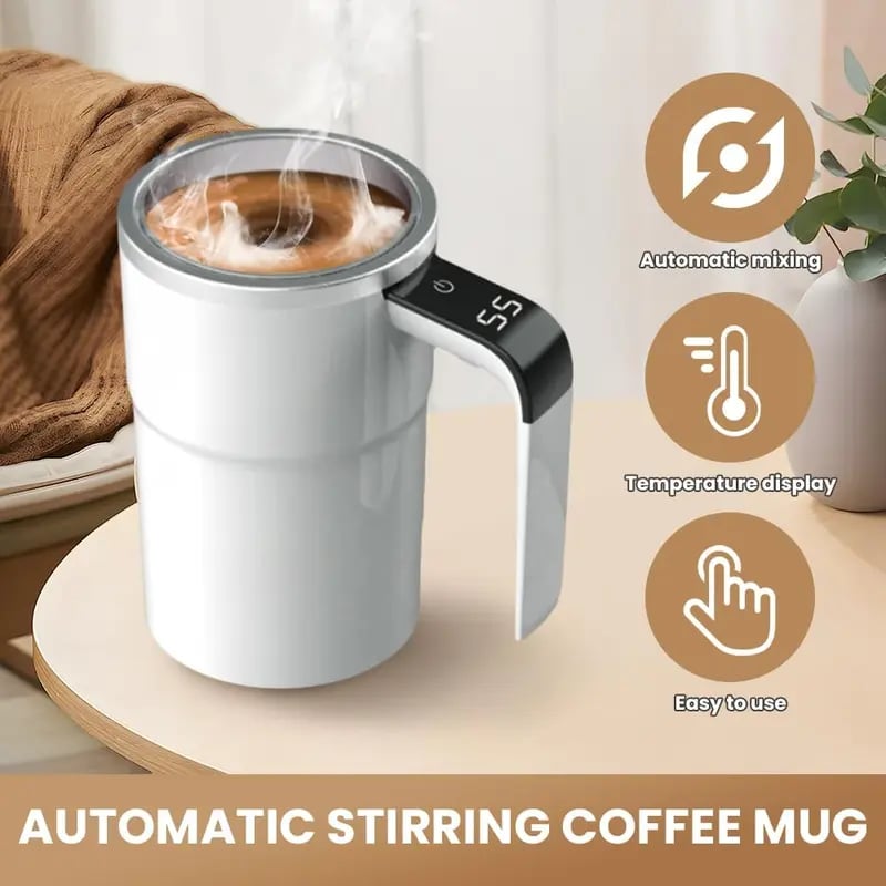 🏆Last Day Sale⚡ - Electric coffee mug with a built-in LCD thermometer, perfect for brewing coffee, milk, cocoa, etc.