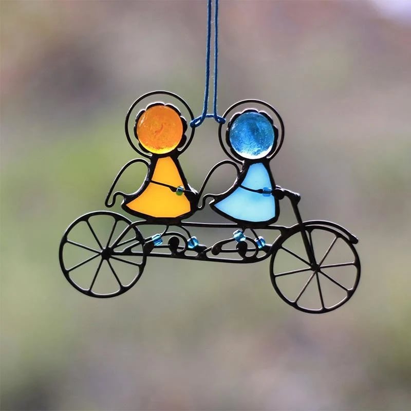 Couple riding bicycles