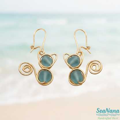 🐱 Meow & Glow: Artisan Sea Glass Cat Jewelry Set – Carry Your Cat's Spirit