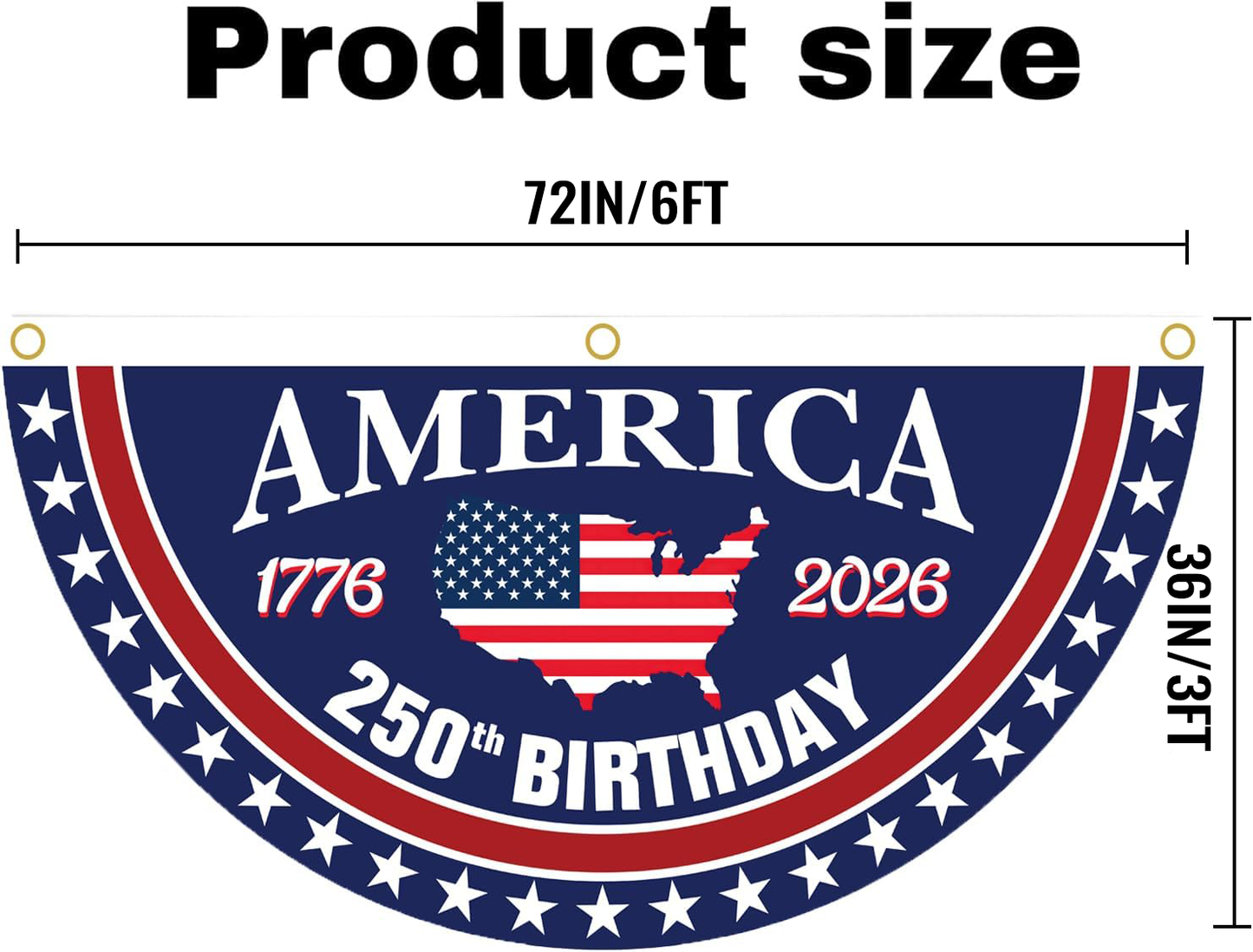 🔥Last Day 49% OFF🔥250th Anniversary Birthday Bunting Flag, 1776-2026 Commemorative Patriotic Fan Banner with Brass Grommets