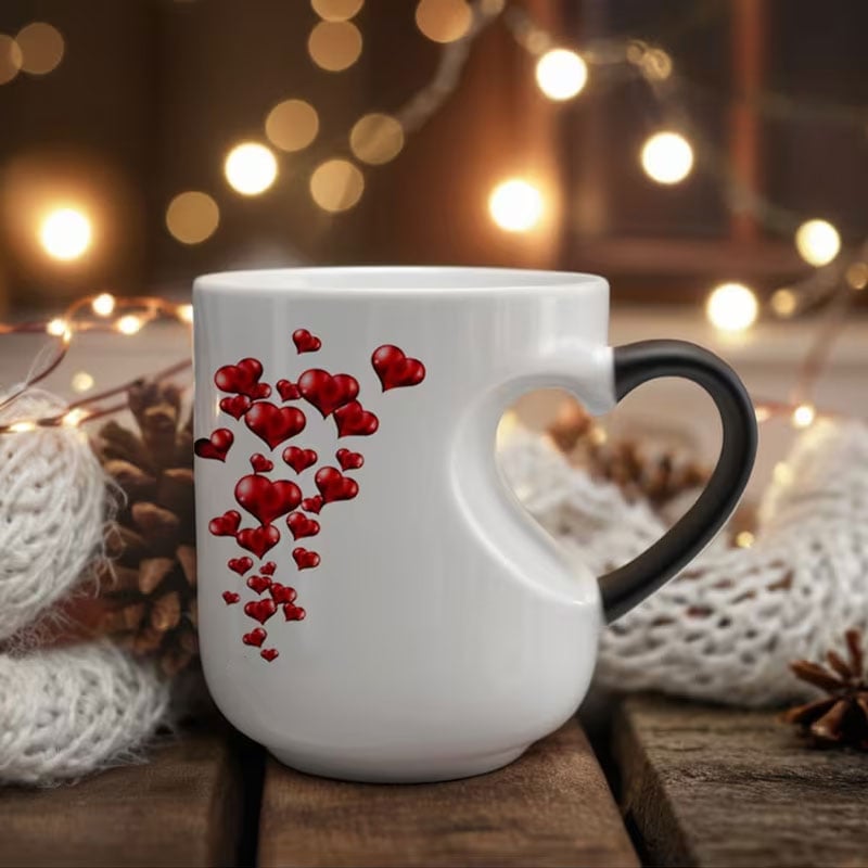Heat-Activated Magic: The 2-in-1 Color Changing Mug with an Ergonomic Heart-Grip