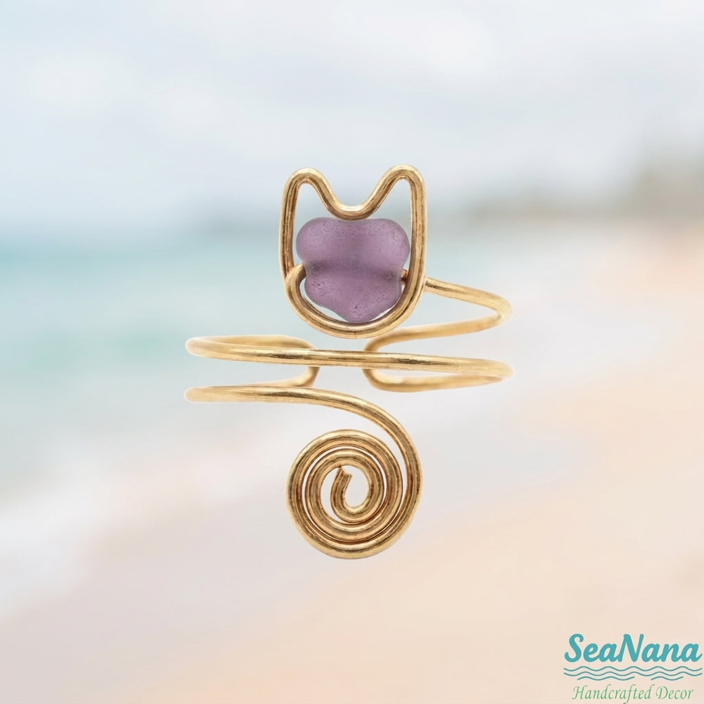 🐱 Meow & Glow: Artisan Sea Glass Cat Jewelry Set – Carry Your Cat's Spirit