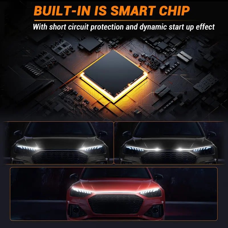 🚗LED light strips for car hood gaps