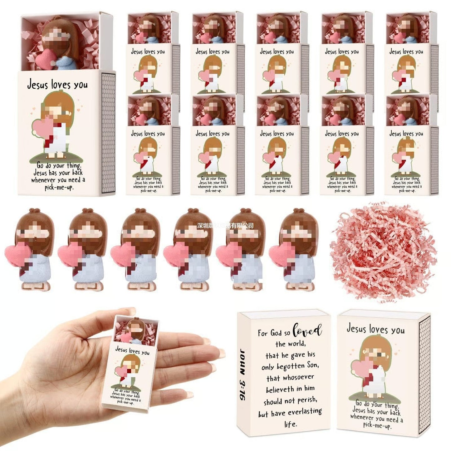 🙏💝12 PCS Mini Jesus Loves You Figurines Gifts✨