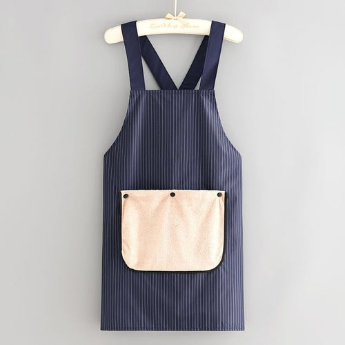 Cross-Back Striped Apron with Built-In Towel Pocket 🧺✨
