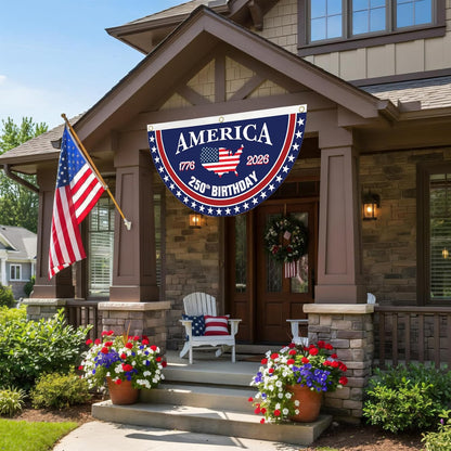 🔥Last Day 49% OFF🔥250th Anniversary Birthday Bunting Flag, 1776-2026 Commemorative Patriotic Fan Banner with Brass Grommets