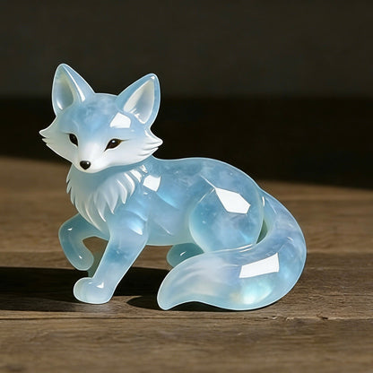 🌟 Hand-Carved & Hand-Painted Moonstone Fox Talisman 🦊🩵 2026 Valentine‘s Symbol of Warmth & Love — Perfect for Lovers, Family & Kids!