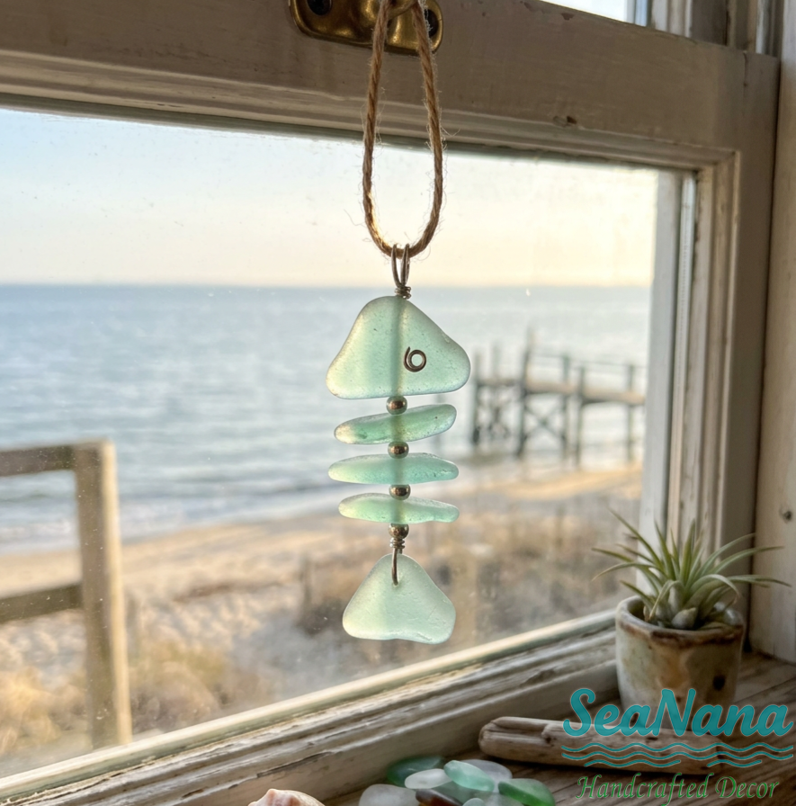 🐟Ocean's Gift Sea Glass Fish Ornament