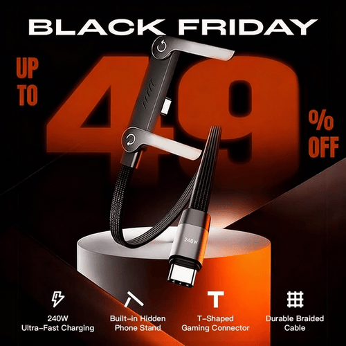 240w super fast charging📱Invisible Holder Charger Cable with Stand