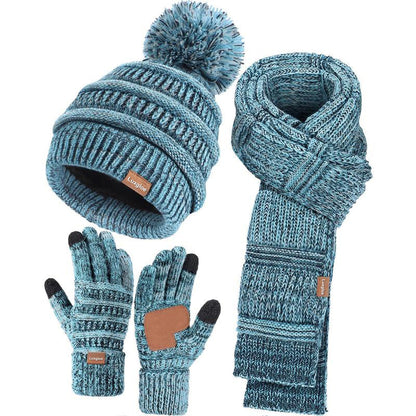 Winter Beanie Hat Scarf Touchscreen Gloves Set for Women Men, Warm Fleece Accessories Perfect 3 PCS Birthday Gift