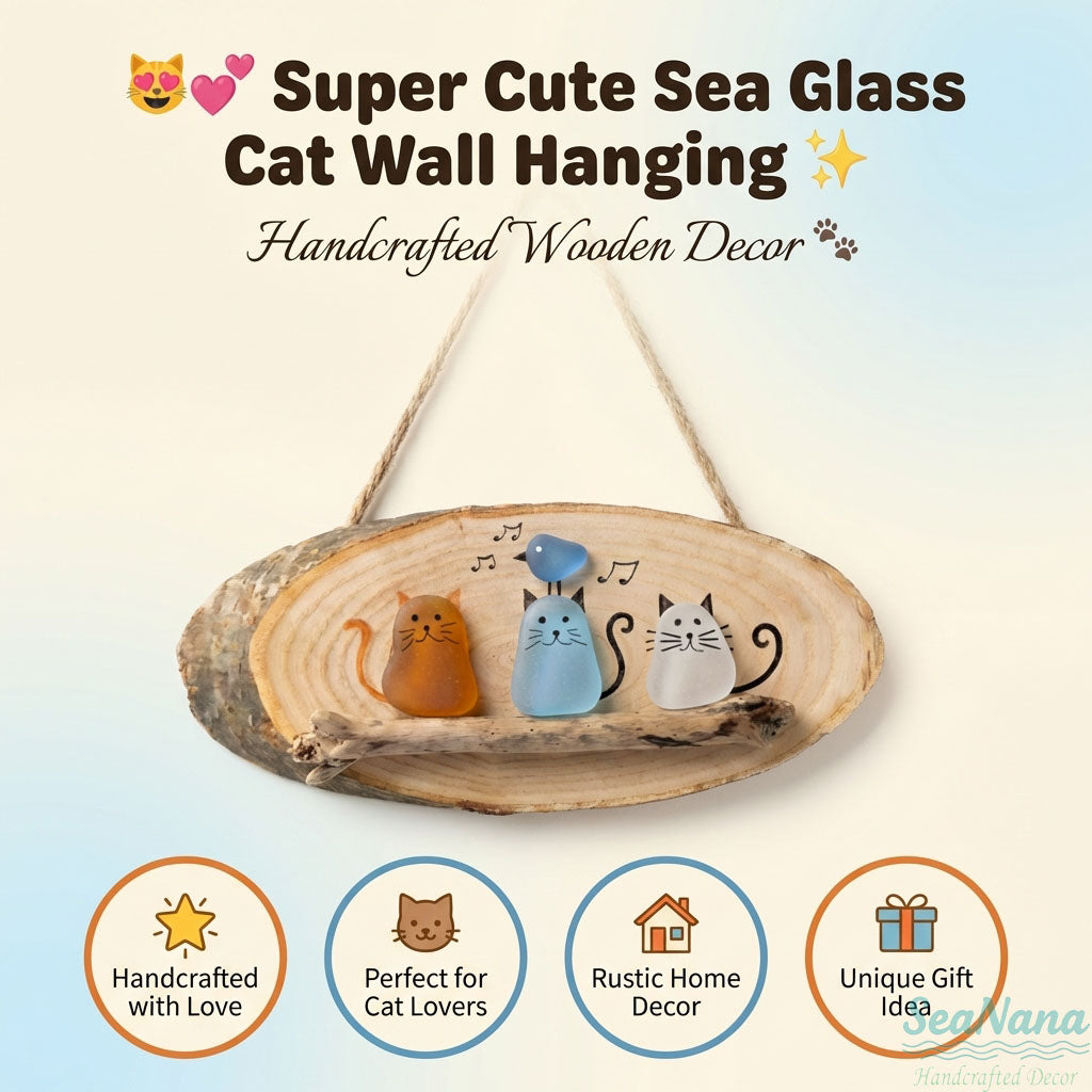 😻💕 Super Cute Sea Glass Cat Wall Hanging ✨🐾
