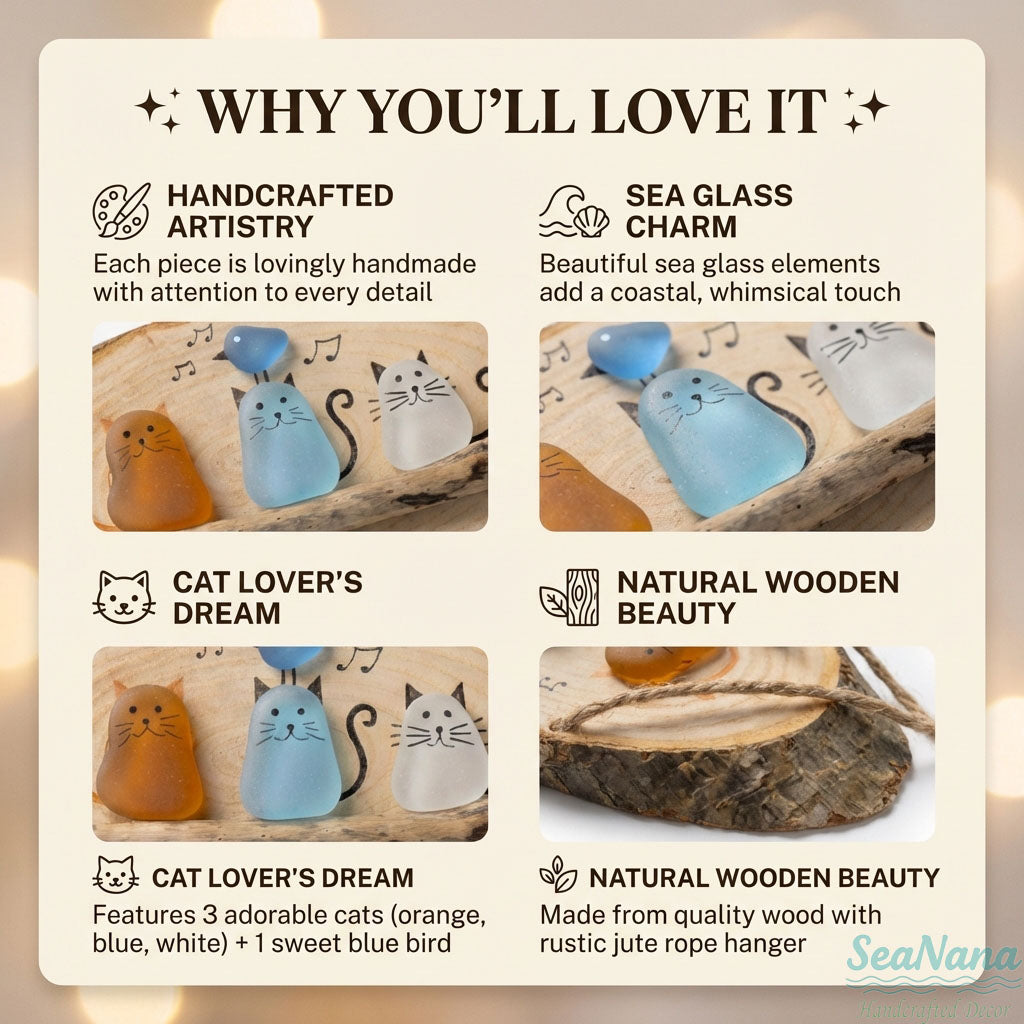 😻💕 Super Cute Sea Glass Cat Wall Hanging ✨🐾