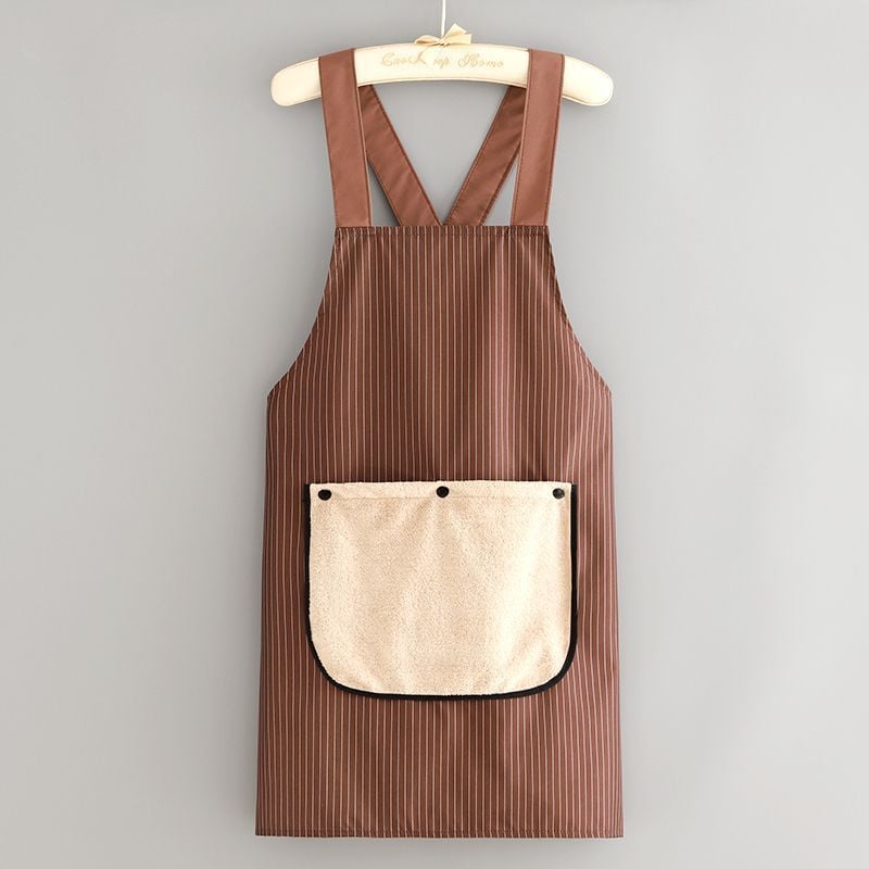 Cross-Back Striped Apron with Built-In Towel Pocket 🧺✨