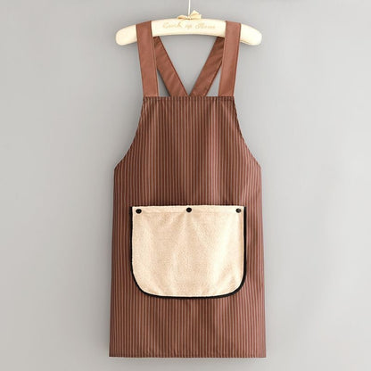 Cross-Back Striped Apron with Built-In Towel Pocket 🧺✨