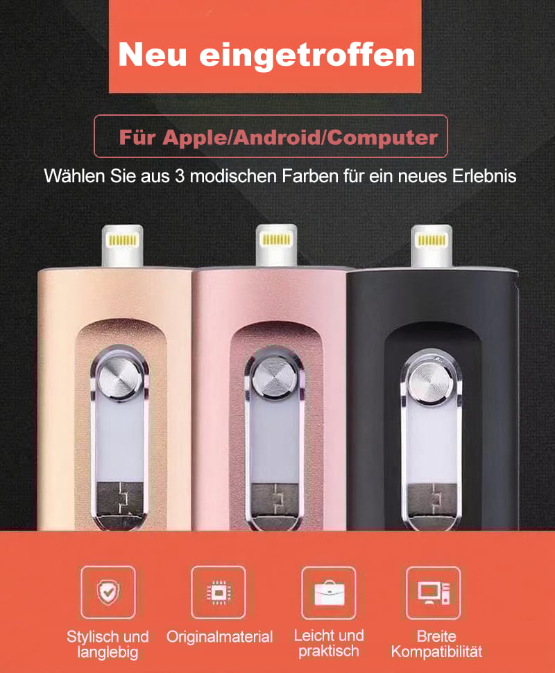 🎁LETZTER TAG VERKAUF 49% RABATT⚡3-in-1-Flash-Laufwerk, tragbarer Highspeed-USB-3.0-Speicher