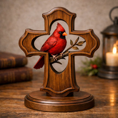 ✨✝️Handcrafted Cardinal Cross Ornament