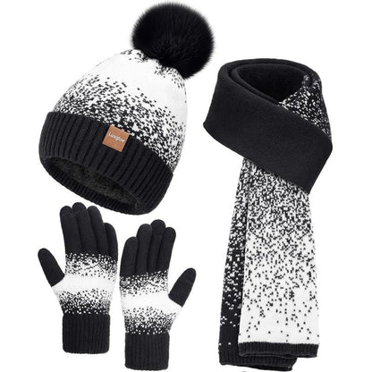 Winter Beanie Hat Scarf Touchscreen Gloves Set for Women Men, Warm Fleece Accessories Perfect 3 PCS Birthday Gift
