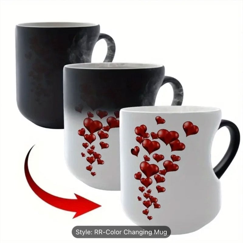 Heat-Activated Magic: The 2-in-1 Color Changing Mug with an Ergonomic Heart-Grip